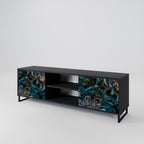 TWILIGHT BLOOM 2-Door TV Stand in Black Finish