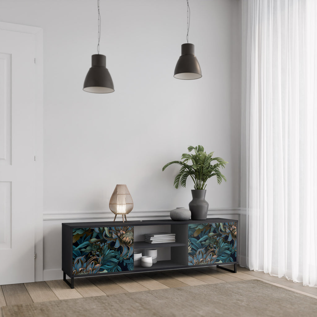 TWILIGHT BLOOM 2-dörrars TV-bänk i svart finish
