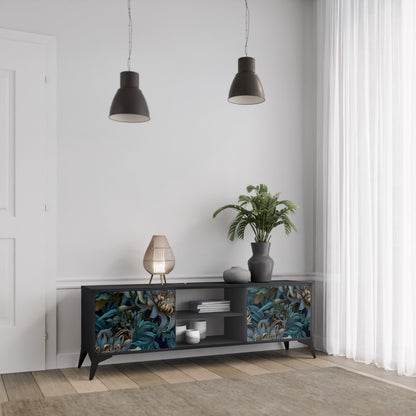 TWILIGHT BLOOM 2-dörrars TV-bänk i svart finish