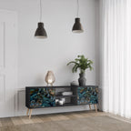 TWILIGHT BLOOM 2-Door TV Stand in Black Finish