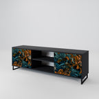 MORNING BLOOM 2-Door TV Stand in Black Finish
