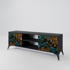 MORNING BLOOM 2-Door TV Stand in Black Finish