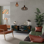 MORNING BLOOM 2-Door TV Stand in Black Finish