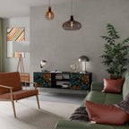 MORNING BLOOM 2-Door TV Stand in Black Finish