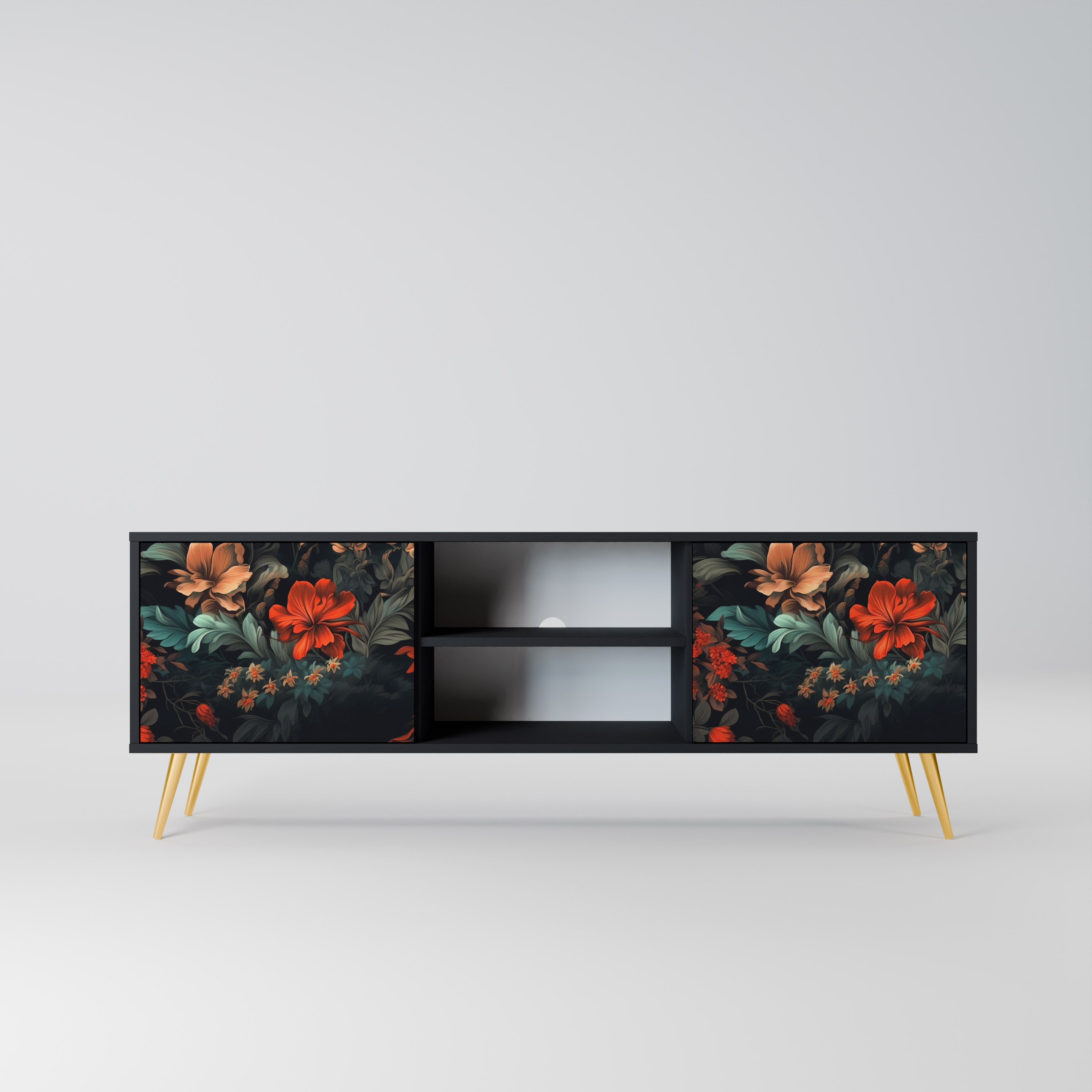 IMAGINARY BLOSSOM 2-dörrars TV-bänk i svart finish