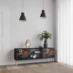IMAGINARY BLOSSOM 2-Door TV Stand in Black Finish