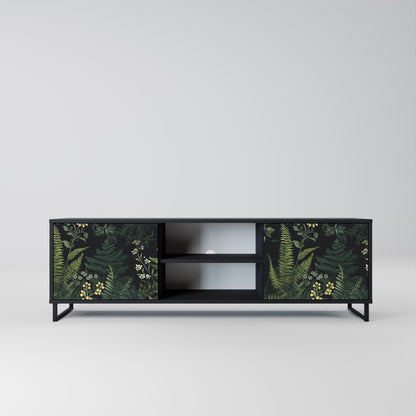 FERN FLOWERS 2-dörrars TV-bänk i svart finish