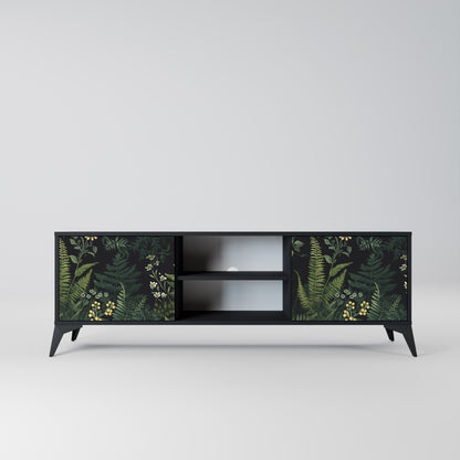 FERN FLOWERS 2-dörrars TV-bänk i svart finish