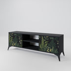 FERN FLOWERS 2-Door TV Stand in Black Finish
