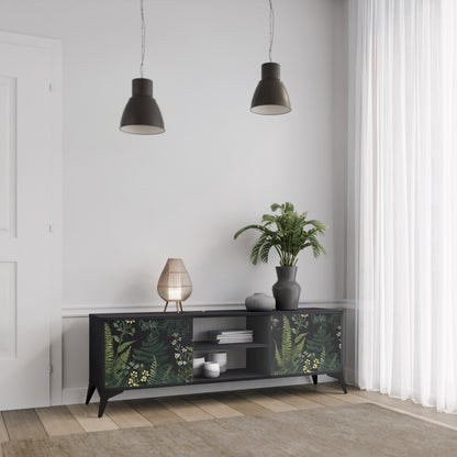 FERN FLOWERS 2-dörrars TV-bänk i svart finish