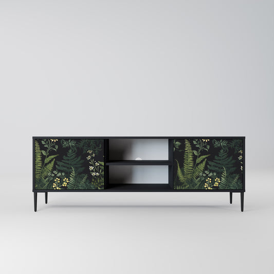 FERN FLOWERS 2-dörrars TV-bänk i svart finish