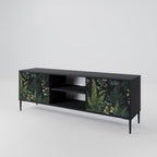 FERN FLOWERS 2-Door TV Stand in Black Finish