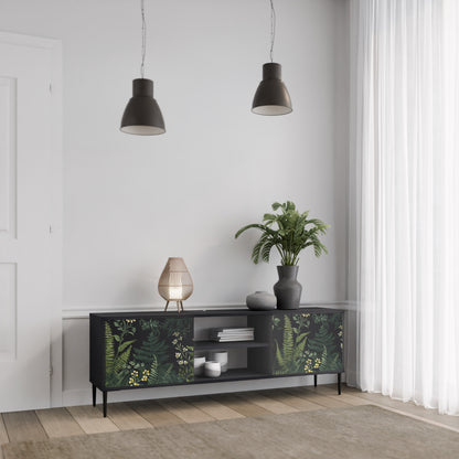 FERN FLOWERS 2-dörrars TV-bänk i svart finish