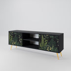 FERN FLOWERS 2-Door TV Stand in Black Finish