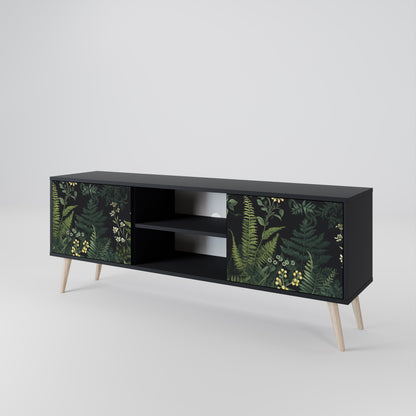 FERN FLOWERS 2-dörrars TV-bänk i svart finish