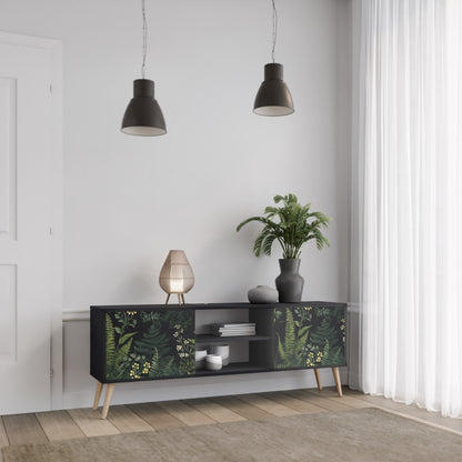 FERN FLOWERS 2-dörrars TV-bänk i svart finish