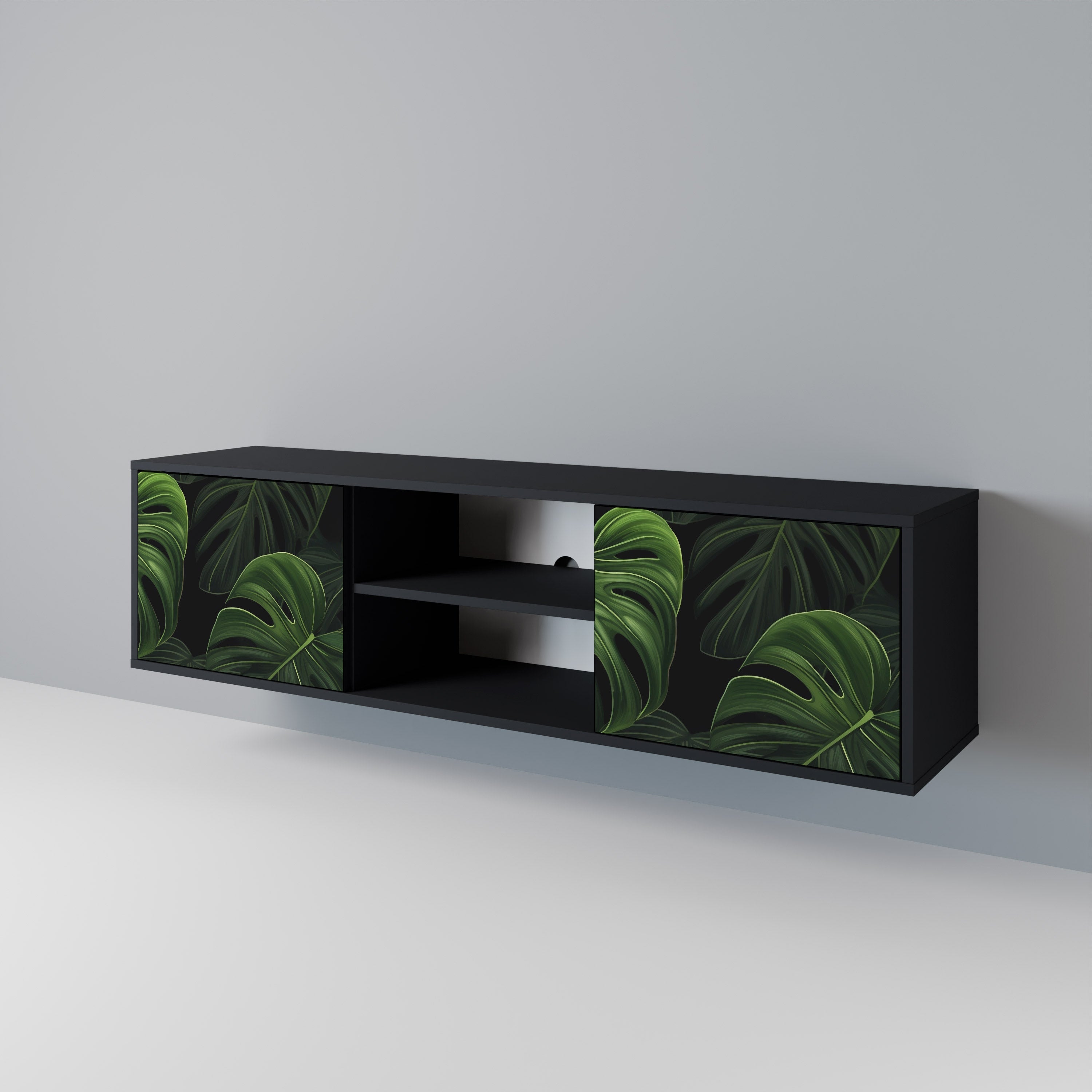 INFINITE MONSTERA 2-dörrars TV-bänk i svart finish