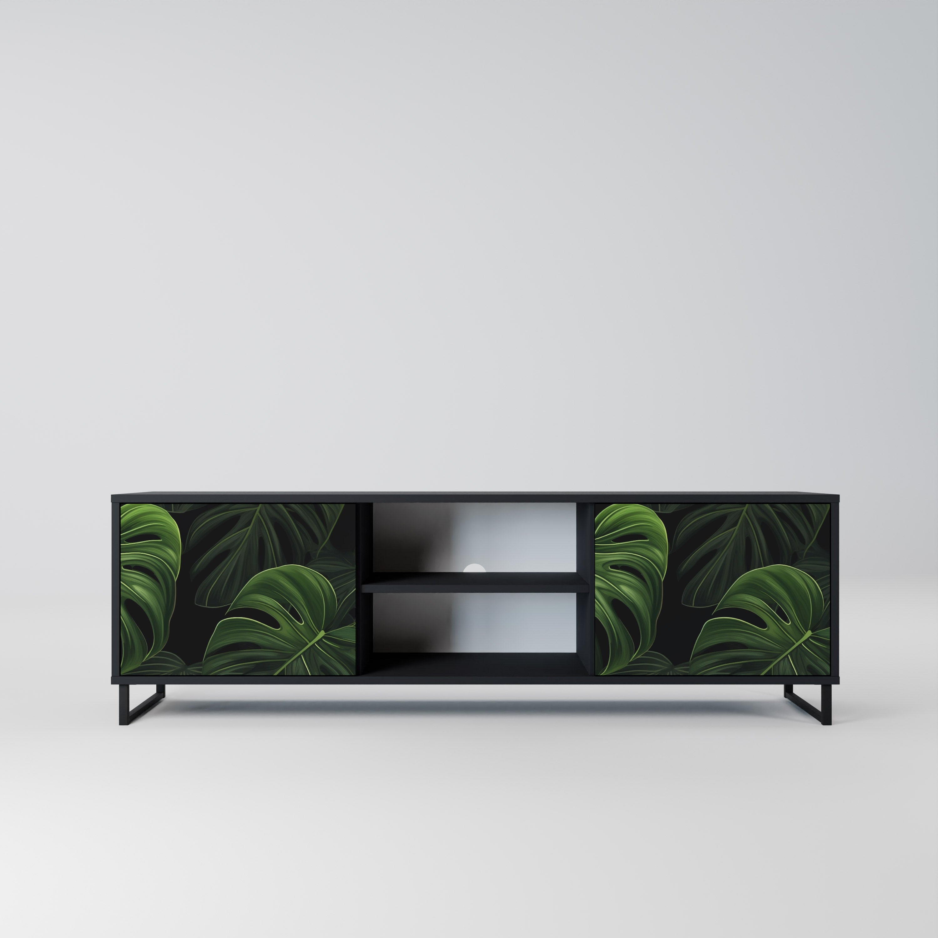 INFINITE MONSTERA 2-dörrars TV-bänk i svart finish