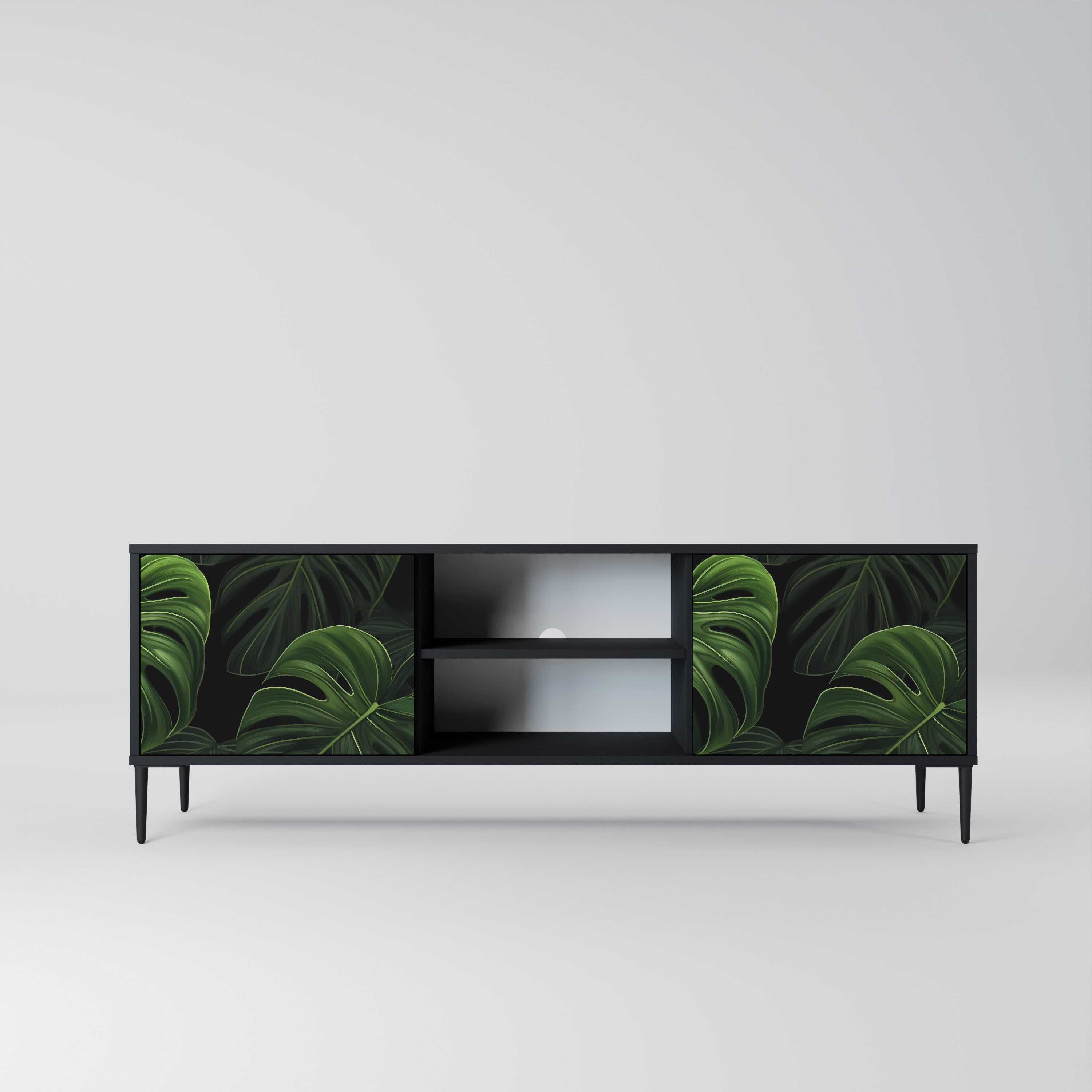 INFINITE MONSTERA 2-dörrars TV-bänk i svart finish