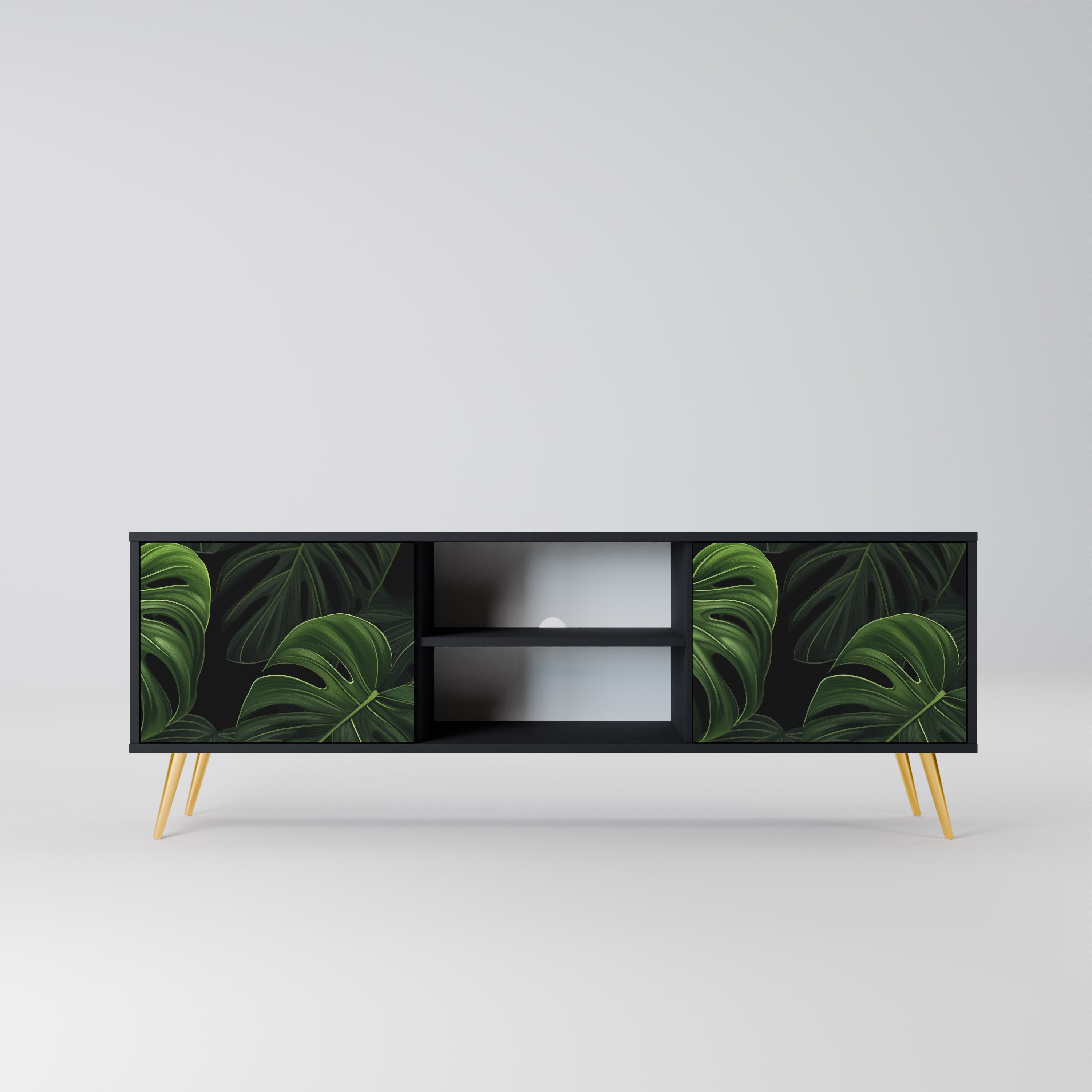 INFINITE MONSTERA 2-dörrars TV-bänk i svart finish