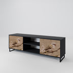 PETAL DISTINGUISH 2-Door TV Stand in Black Finish
