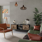 PETAL DISTINGUISH 2-Door TV Stand in Black Finish