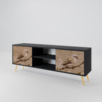 PETAL DISTINGUISH 2-Door TV Stand in Black Finish