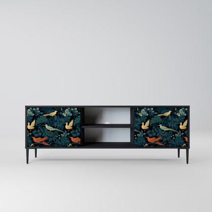 FOWL ORNAMENT 2-dörrars TV-bänk i svart finish