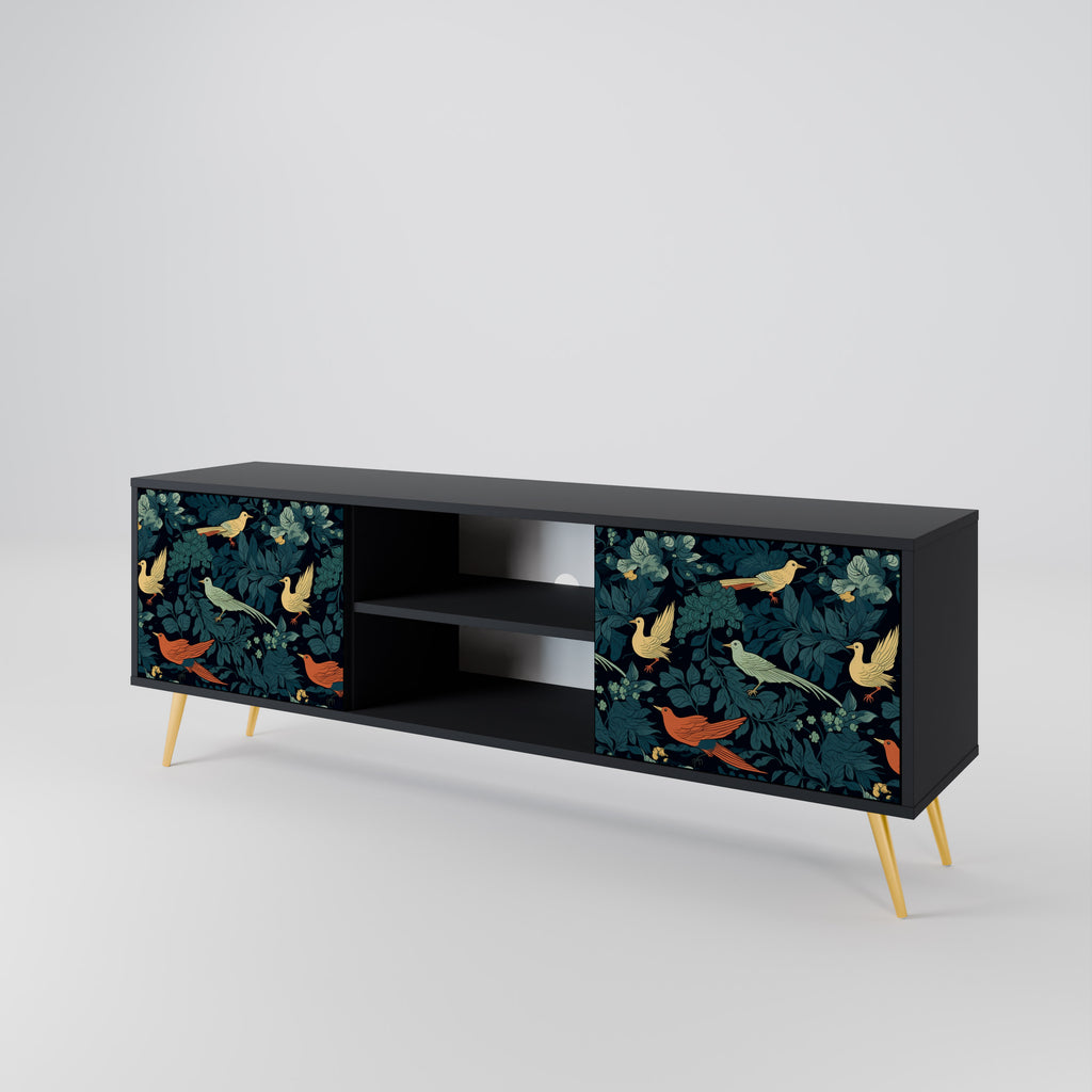 FOWL ORNAMENT 2-dörrars TV-bänk i svart finish