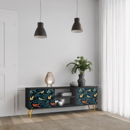 FOWL ORNAMENT 2-dörrars TV-bänk i svart finish