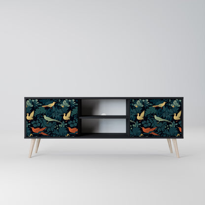 FOWL ORNAMENT 2-dörrars TV-bänk i svart finish