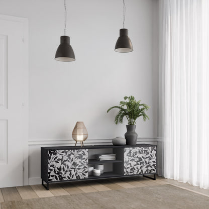 CHARCOAL SPROUT 2-dörrars TV-bänk i svart finish