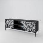 CHARCOAL SPROUT 2-Door TV Stand in Black Finish