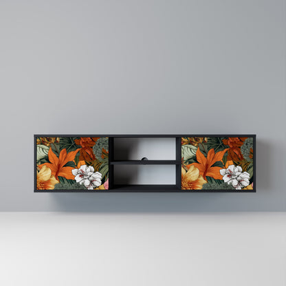 RADIANT FLORA 2-dörrars TV-bänk i svart finish