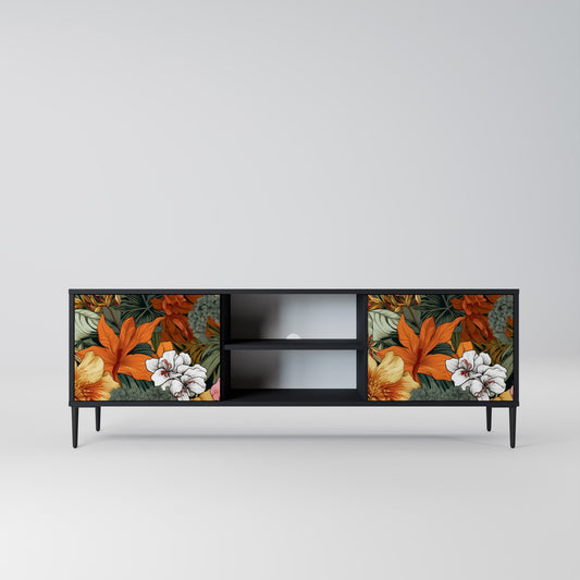 RADIANT FLORA 2-dörrars TV-bänk i svart finish