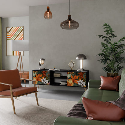 RADIANT FLORA 2-dörrars TV-bänk i svart finish