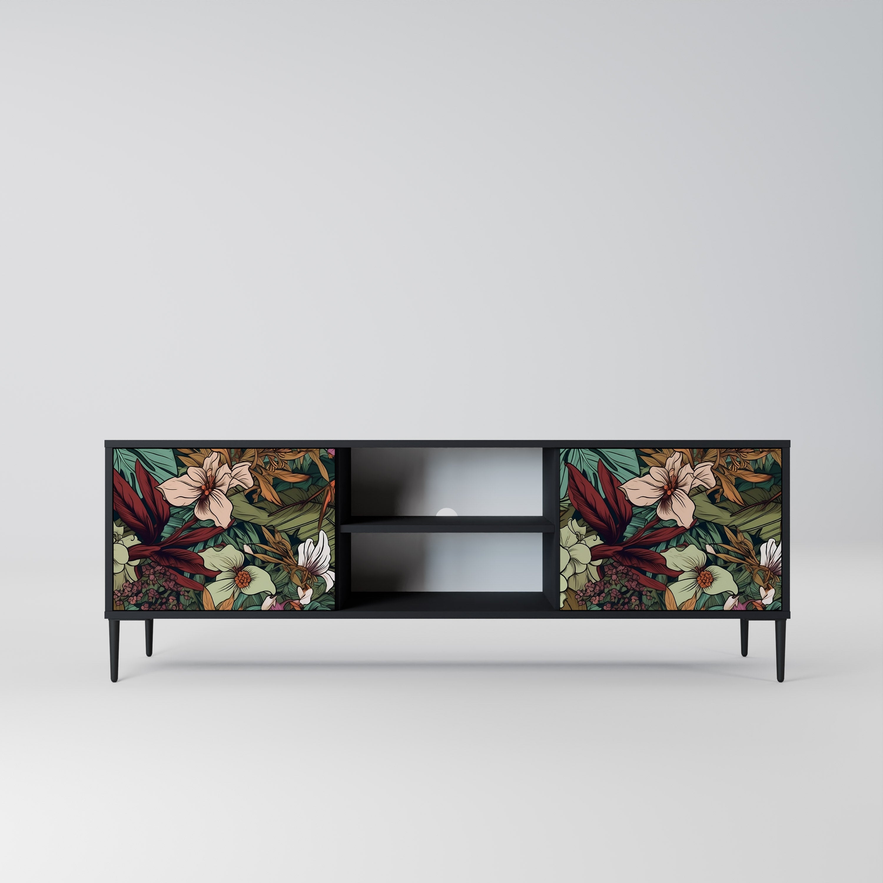 BOTANICAL EMERGENCE 2-dörrars TV-bänk i svart finish