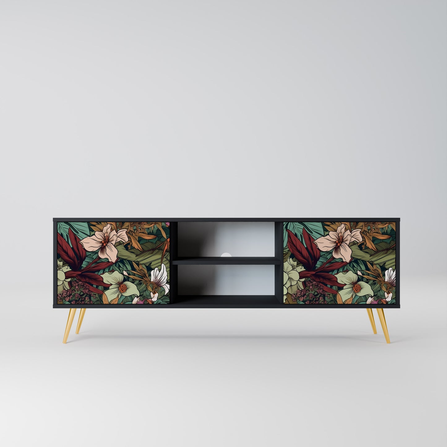 BOTANICAL EMERGENCE 2-dörrars TV-bänk i svart finish