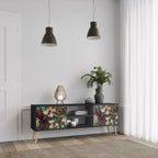 BOTANICAL EMERGENCE 2-Door TV Stand in Black Finish