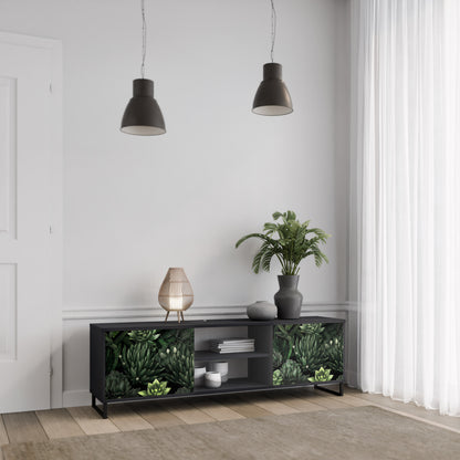 SUCCULENT JUNGLE 2-dörrars TV-bänk i svart finish