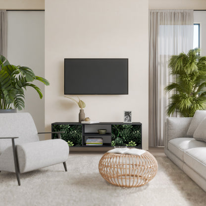 SUCCULENT JUNGLE 2-dörrars TV-bänk i svart finish