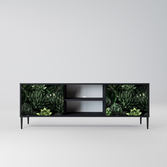 SUCCULENT JUNGLE 2-dörrars TV-bänk i svart finish