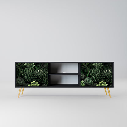 SUCCULENT JUNGLE 2-dörrars TV-bänk i svart finish