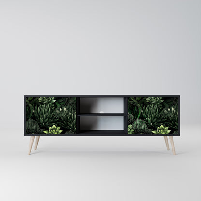 SUCCULENT JUNGLE 2-dörrars TV-bänk i svart finish