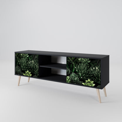 SUCCULENT JUNGLE 2-dörrars TV-bänk i svart finish