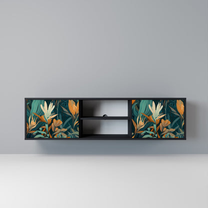 FLORAL SERENITY 2-dörrars TV-bänk i svart finish