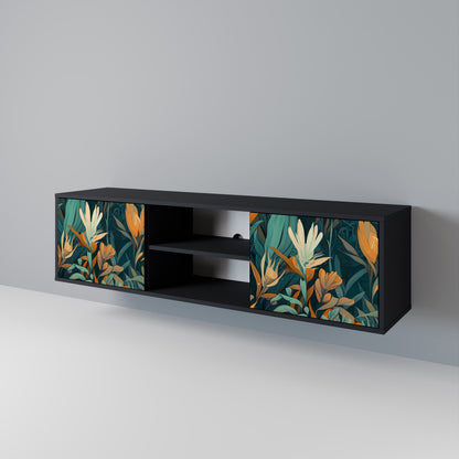 FLORAL SERENITY 2-dörrars TV-bänk i svart finish