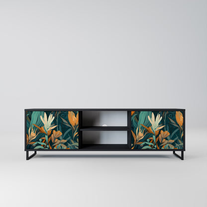 FLORAL SERENITY 2-dörrars TV-bänk i svart finish