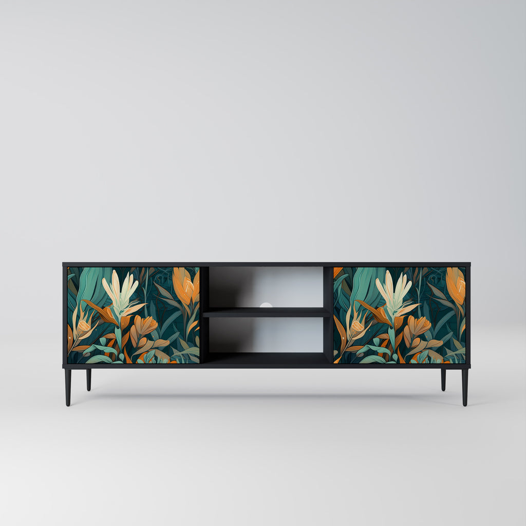 FLORAL SERENITY 2-dörrars TV-bänk i svart finish