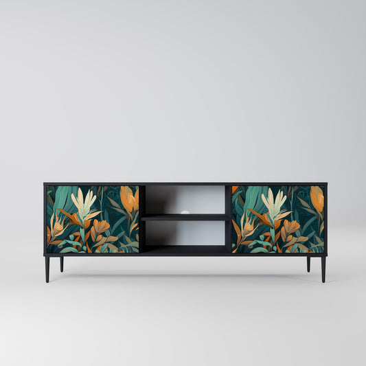 FLORAL SERENITY 2-dörrars TV-bänk i svart finish